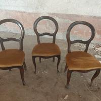 3 sedie in legno vecchie 