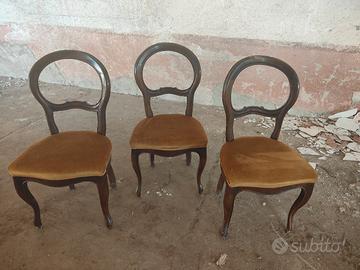 3 sedie in legno vecchie 