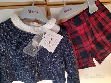 coordinato bimba short, cardigan, camicetta