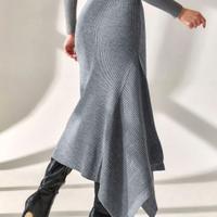 Gonna longuette lavorata a maglia