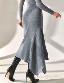 Gonna longuette lavorata a maglia