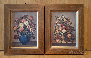 2 quadri Fiori olio Nature Morte stile Fiammingo