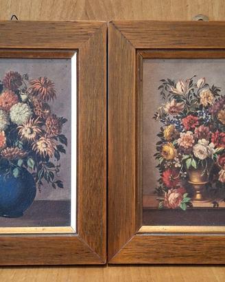 2 quadri Fiori olio Nature Morte stile Fiammingo