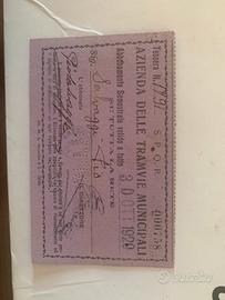 Tessera Azieda Tramvie Municipali 1920
