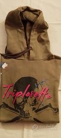 FELPA TRIPLOSETTE 777 verdone con cappuccio 