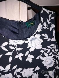 Vestito estivo elegante Canda floreale bianco nero