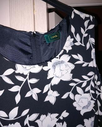Vestito estivo elegante Canda floreale bianco nero