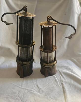 2 Lampade minatore Davy sicurezza vintage