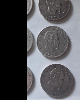 lotto 6 scudoni da 5 lire argento ve2
