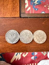 3 MONETE AQUILA SABAUDA 1 LIRA 1906 e 1907