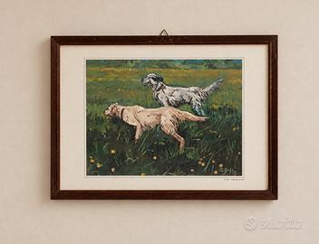 Stampa vintage – Due cani da caccia - E. Busi
