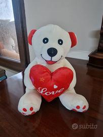 peluche orsetto bianco con cuore 