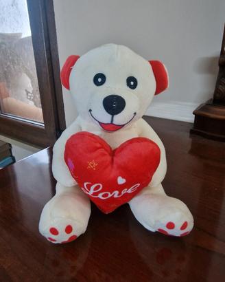 peluche orsetto bianco con cuore 