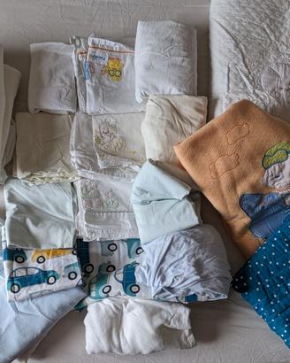 Set lenzuola-trapunte lettino + cuscini antireflus