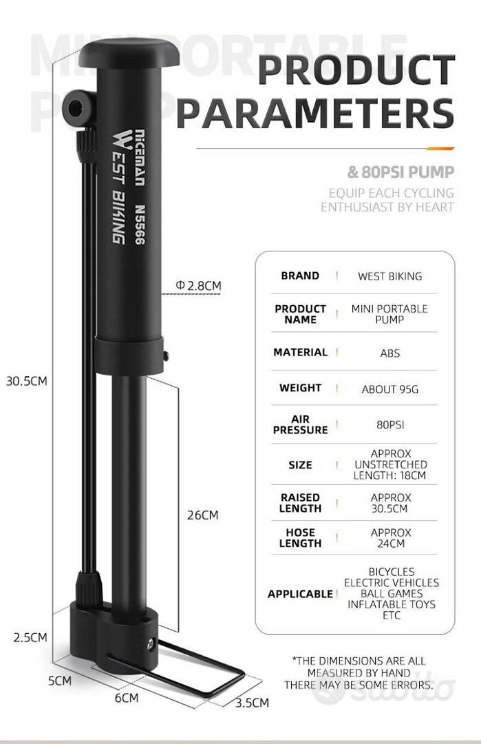 Pompa per bicicletta Pompa portatile 80PSI Mini pompa per bici per bici da