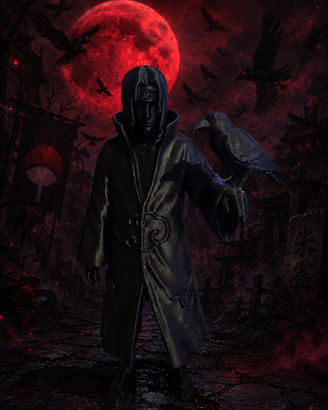 Statuina dark ninja con corvo stile anime