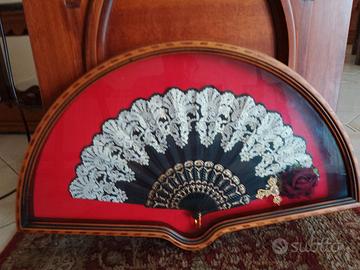 Teca Ventaglio in cornice in mogano Artigianato