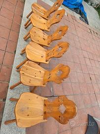 sedie tirolesi pino massello intagliato