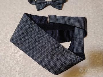 Fusciacca con papillon fiocchino nero grigio scuro