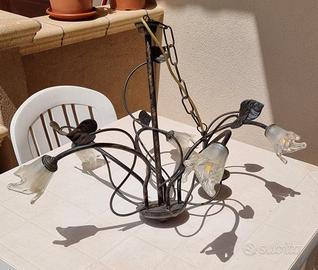 Coppia di Lampadari in Ferro Battuto