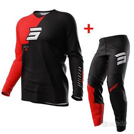 COMPLETO MOTO CROSS FUORISTRADA OFF ROAD SHOT RED