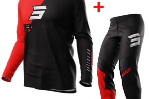 COMPLETO MOTO CROSS FUORISTRADA OFF ROAD SHOT RED