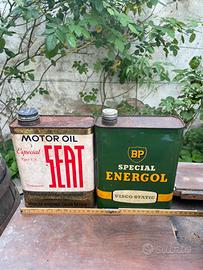 Bidoni latta e latte varie vintage olio Fiat,