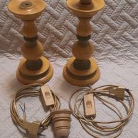 Lampada Vintage Abat jour legno tornito+accessori
