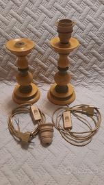 Lampada Vintage Abat jour legno tornito+accessori