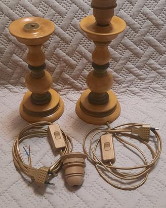 Lampada Vintage Abat jour legno tornito+accessori
