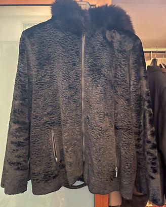 Giaccone pelliccia nera Made in Italy