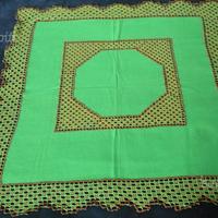 TOVAGLIA Verde RICAMATA A MANO Ad AGO-
