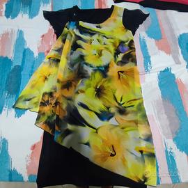 abito nero con chiffon giallo