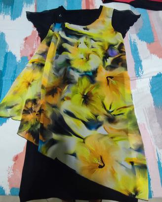abito nero con chiffon giallo