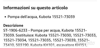 Pompa a acqua kubota 1552173039