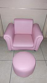 POLTRONA BAMBINI+ POUF ECOPELLE 