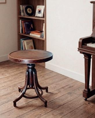 Sgabello girevole in legno, anni '30 stile Thonet 