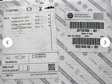 pastiglie freni anteriori Giulietta