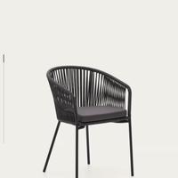 Sedia Yanet in corda nera e gambe in acciaio