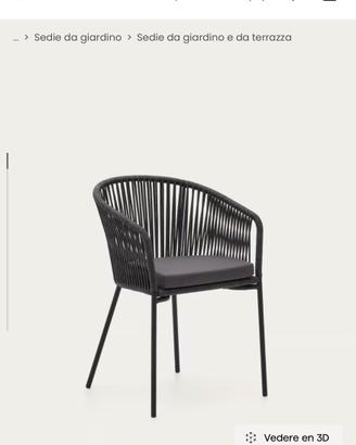 Sedia Yanet in corda nera e gambe in acciaio