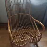 Poltrona in bambù e vimini vintage anni '60