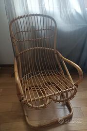 Poltrona in bambù e vimini vintage anni '60