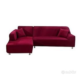 Copridivano a L Rosso Bordeaux elasticizzato