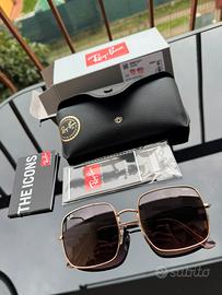 Rayban square rose gold