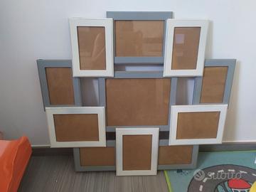 portafoto in legno bianco e grigio
