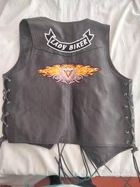 Gilet biker/motociclista da donna in pelle