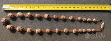 Collana in vetro di Murano perle beige multicolor