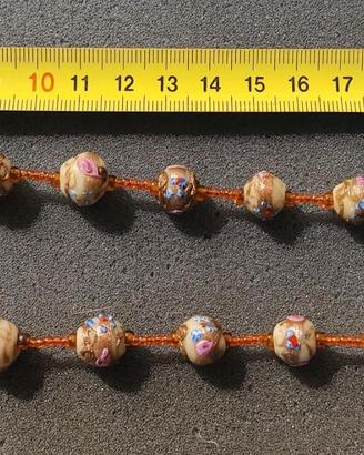 Collana in vetro di Murano perle beige multicolor
