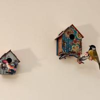 Coppia di decorazioni da parete in legno riciclato