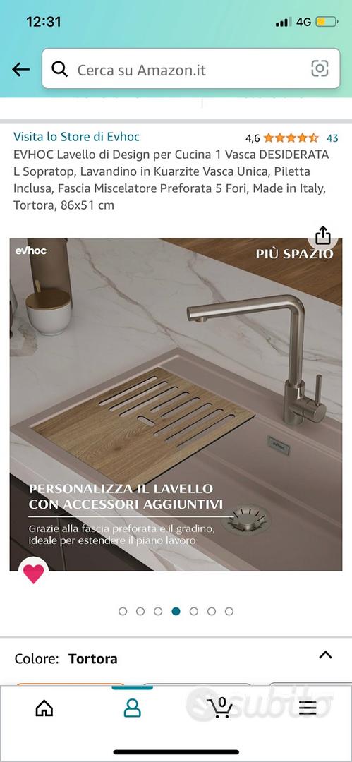 EVHOC Lavello di Design per Cucina 1 Vasca DESIDERATA L Sopratop